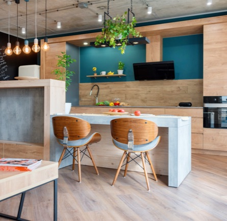 Ilustration : intérieur design avec menuiseries en bois