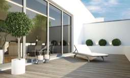 Ilustration : terrasse bois, maison design